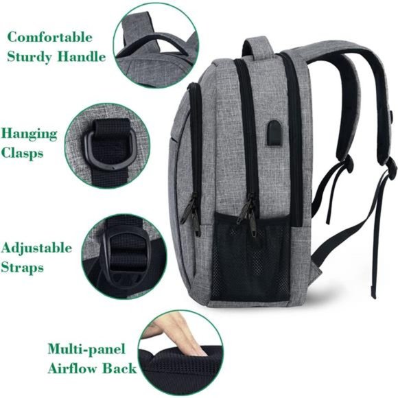 Laptop Backpack-Beyle Anti-theft Water Resistant Travel  Travel Backpack, Anti Theft, Water Resistant with USB Charging Port